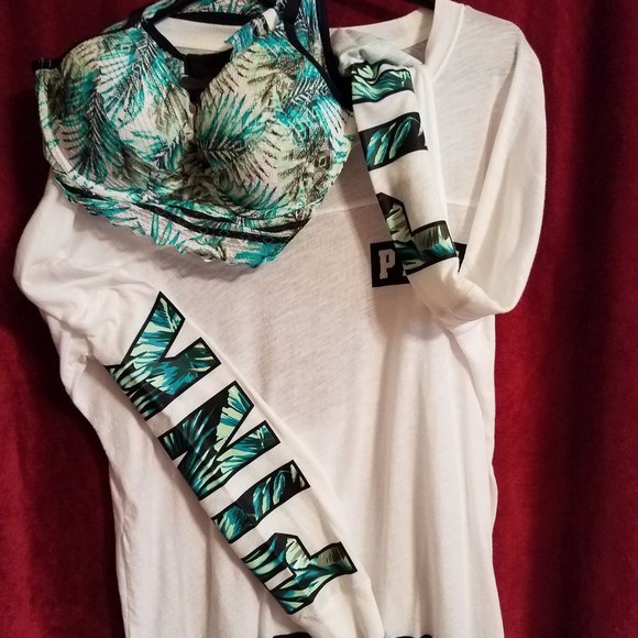 2 Piece-PINK VS Open BACK Tee & Bra NWOT - Picture 9 of 15